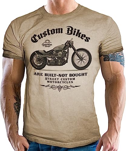 Vintage Retro Biker T-Shirt Used Look - Custom Bikes Are Built, not Bought L von Gasoline Bandit