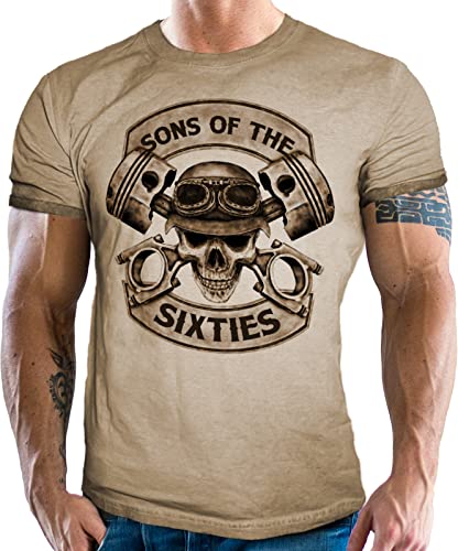 Vintage Retro Biker T-Shirt im Used Look - Sons of The Sixties - Für Motorradfahrer zum 60. Geburtstag von Gasoline Bandit