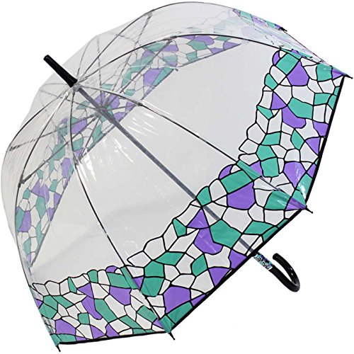 Gaudi Regenschirm Stockschirm groß stabil transparent mit Mosaik Borte - lila von Gaudi