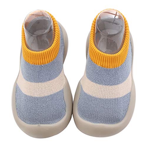 Lauflernschuhe Krabbelschuhe Kleinkindschuhe Mädchen Jungen Babyschuhe Weiche rutschfeste Gummisohle, Blau Gelb 0-6 Monate von Gavena