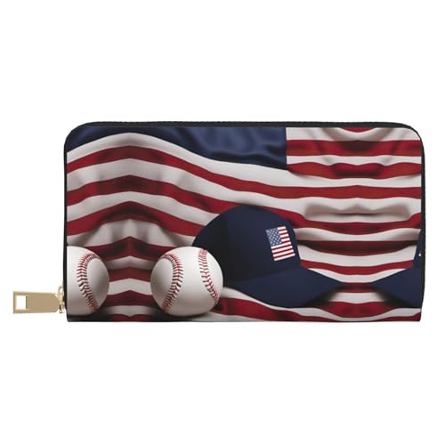 Gardenia Blumen Vögel Stilvolle und praktische Damen Geldbörse - Schlankes und schlankes Kreditkartenetui mit Reißverschlussfach, Amerikanische Flagge und Baseball, Einheitsgröße, Classic von GaxfjRu