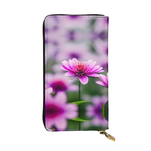 GaxfjRu Abstrakte geometrische praktische Damengeldbörse - Kunstleder mit Metallreißverschluss, mehreren Fächern und Kartenfächern, Pink Flower Purple Butterfly 1, Einheitsgröße, Classic von GaxfjRu