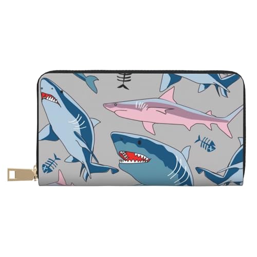 GaxfjRu Blue Cartoon Fish Stilvolle und praktische Damen Geldbörse - Schlankes und schlankes Kreditkartenetui mit Reißverschlussfach, Blauer Cartoon-Fisch, Einheitsgröße, Classic von GaxfjRu