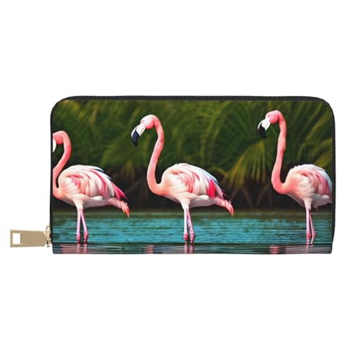 GaxfjRu Lollipop Stilvolle und praktische Damen Geldbörse - Schlankes und schlankes Kreditkartenetui mit Reißverschlussfach, Zwei Flamingos, Einheitsgröße, Classic von GaxfjRu