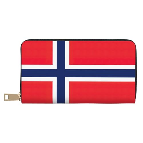 GaxfjRu Portugiesische Flagge Stilvolle und praktische Damengeldbörse - Schlankes und schlankes Kreditkartenetui mit Reißverschlussfach, Norwegische Flagge, Einheitsgröße, Classic von GaxfjRu