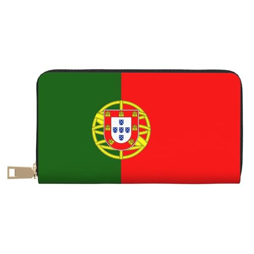 GaxfjRu Portugiesische Flagge Stilvolle und praktische Damengeldbörse - Schlankes und schlankes Kreditkartenetui mit Reißverschlussfach, Portugiesische Flagge, Einheitsgröße, Classic von GaxfjRu