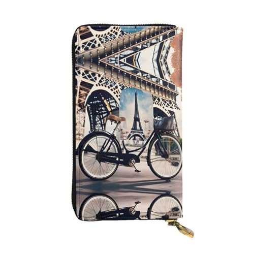 GaxfjRu Romantisches Paris Eiffelturm Fahrrad Damen Geldbörse, kompaktes und sicheres Kreditkartenetui mit Reißverschlussfach, Geldbörse für Damen, klein, Schwarz, Einheitsgröße, Classic von GaxfjRu