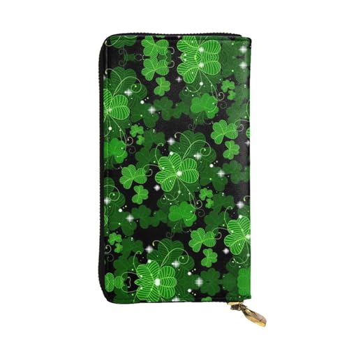 GaxfjRu Roségold Glitzer Praktische Damen Geldbörse - Kunstleder mit Metallreißverschluss, mehreren Fächern und Kartenfächern, St. Patricks Day Leaves, Einheitsgröße, Classic von GaxfjRu