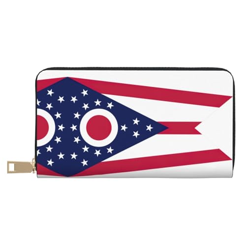 GaxfjRu Tennessee Staatsflagge Stilvolle und praktische Damengeldbörse - Schlankes und schlankes Kreditkartenetui mit Reißverschlussfach, Ohio State Flag, Einheitsgröße, Classic von GaxfjRu