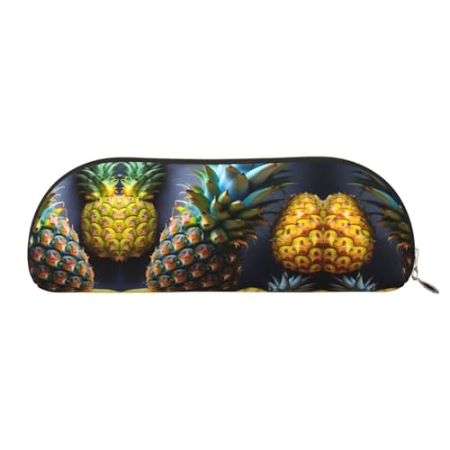 GaxfjRu Tragbares Federmäppchen aus Leder mit Frucht-Ananas-Motiv – stilvoller Organizer für Büro, Reisen, Make-up – ideales Federmäppchen und Make-up-Tasche GaxfjRu Tragbares Federmäppchen aus Leder mit Frucht-Ananas-Motiv – stilvoller Organizer für Büro, Reisen, Make-up – ideales Federmäppchen und Make-up-Tasche von GaxfjRu