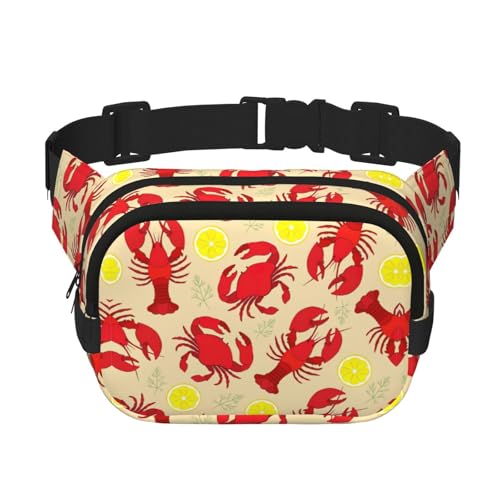 Gürteltasche mit Hummer- und Krabbenmuster, mit Taschen, Bauchtaschen für Damen und Herren, modische Umhängetasche, Hüfttaschen, Schwarz, Einheitsgröße Gürteltasche mit Hummer- und Krabbenmuster, mit Taschen, Bauchtaschen für Damen und Herren, modische Umhängetasche, Hüfttaschen, Schwarz, Einheitsgröße von GaxfjRu