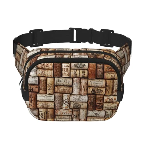 Gürteltasche mit Weinkork-Druck, Bauchtaschen für Damen und Herren, modische Umhängetasche, Hüfttaschen, Schwarz, Einheitsgröße Gürteltasche mit Weinkork-Druck, Bauchtaschen für Damen und Herren, modische Umhängetasche, Hüfttaschen, Schwarz, Einheitsgröße von GaxfjRu