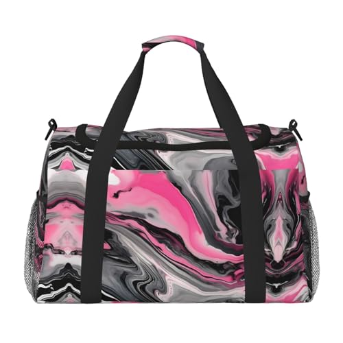 Pinks Reisetasche mit abstraktem Marmor-Grau, künstlerischer Druck, Wochenendtasche, Turnbeutel, Übernachtungstaschen, Reiseutensilien für Damen und Herren, Umhängetasche, Schwarz , Einheitsgröße Pinks Reisetasche mit abstraktem Marmor-Grau, künstlerischer Druck, Wochenendtasche, Turnbeutel, Übernachtungstaschen, Reiseutensilien für Damen und Herren, Umhängetasche, Schwarz , Einheitsgröße von GaxfjRu
