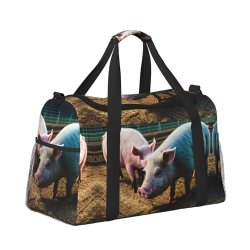 Reisetasche mit Schweinefarm-Druck, Wochenendtasche, Turnbeutel, Übernachtungstaschen, Reiseutensilien für Damen und Herren, Umhängetasche, Schwarz , Einheitsgröße Reisetasche mit Schweinefarm-Druck, Wochenendtasche, Turnbeutel, Übernachtungstaschen, Reiseutensilien für Damen und Herren, Umhängetasche, Schwarz , Einheitsgröße von GaxfjRu