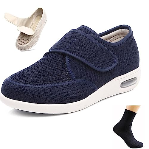 GeRRiT Diabetiker Ödem Schuhe Schuhe Für Geschwollene Füße Senioren Schuhe Therapieschuhe Gesundheitsschuhe Damen Mesh Atmungsaktiv Walking Sneakers Einfaches An- und Ausziehen,Blue-43 EU von GeRRiT