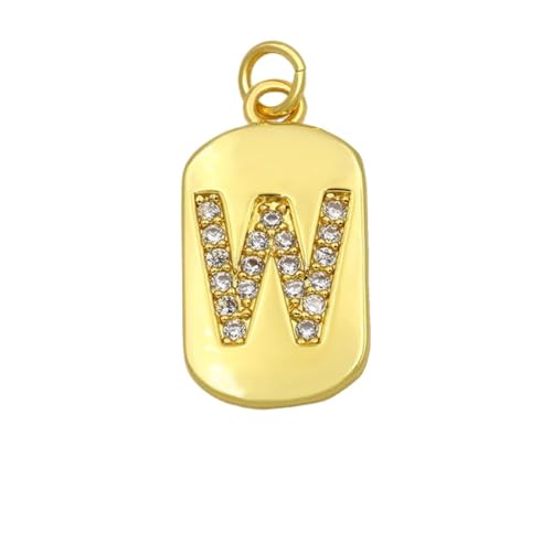 GeRRiT Gold Plated Chain A-Z 26 Initials Pendant Women's Necklace CZ DIY Jewelry (Material : W) von GeRRiT