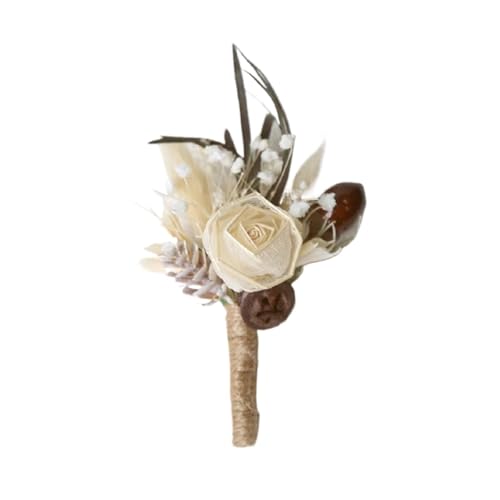 GeRnie Neue Getrocknete Blume Boutonniere Corsage Pin Hochzeit Bankett Boutonniere Knopfloch Männer Ehe Bräutigam Anzug Corsagen Brosche(Color:A) von GeRnie