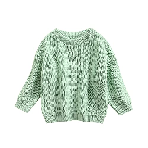 Geagodelia Kleinkinder Baby Oversized Pullover Mädchen Jungen Grobmaschig Strickpullover Herbst Winter Warm Gestrickt Pulli Oberteil Knitted Jumper Sweater (Hellgrün, 3-6 Monate) von Geagodelia