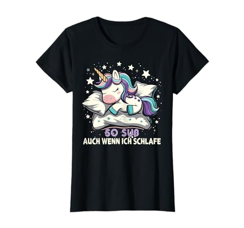 Schlafpyjama Nachthemd Einhorn Damen Mädchen T-Shirt Schlafpyjama Nachthemd Einhorn Damen Mädchen T-Shirt von Geburtstagsgeschenke für Mädchen & Einhorn Fans