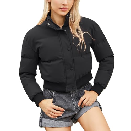Damen Winterjacke, warm, einfarbig, lässig, verdickt, bauchfrei, gesteppt, Schwarz , 36 Damen Winterjacke, warm, einfarbig, lässig, verdickt, bauchfrei, gesteppt, Schwarz , 36 von Gediffwer