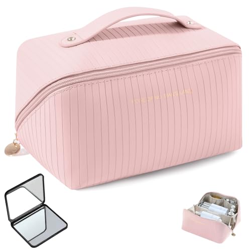 Kosmetiktasche,GeeRic Reise Große Make-up-Tasche Schminktasche Kosmetiktasch Organizer Mit Kosmetikspiegel,Waschbeutel wasserdichte PU Leder mit Griff Niedliche Vielseitige Reißverschlusstasche Kosmetiktasche,GeeRic Reise Große Make-up-Tasche Schminktasche Kosmetiktasch Organizer Mit Kosmetikspiegel,Waschbeutel wasserdichte PU Leder mit Griff Niedliche Vielseitige Reißverschlusstasche von GeeRic