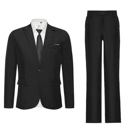 Gefomuofe Herren Anzug 2 Teilig Regular Fit Anzugjacke Feierlichkeiten Blazer Zwei Knopf Anzug Jacke Abendessen Hochzeit Party Abschlussball Langen Ärmeln und Knopfleiste vorne von Gefomuofe