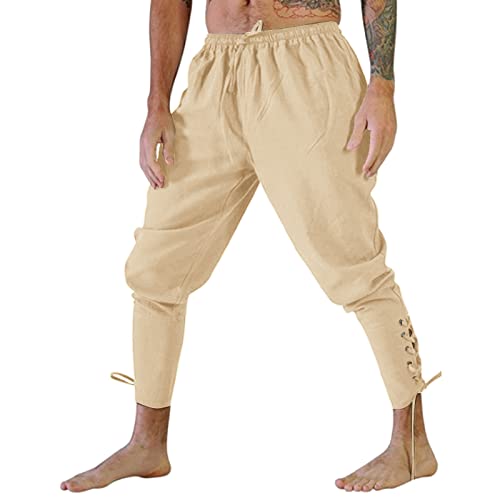 Gefomuofe Hose Mittelalter Herren Piratenhose Cosplay Kostüm Schnürhose Wikinger Renaissance Steampunk Freizeithose Jahrgang Renaissance Hosen Ritterhose Baumwolle Piratenhose für Männer Mittelalter von Gefomuofe