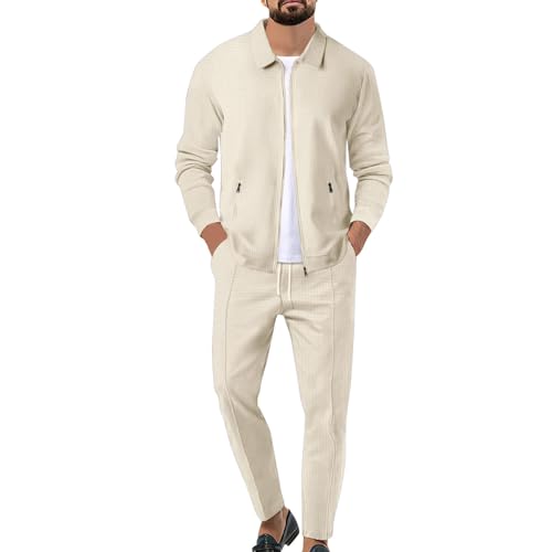 Gefomuofe Jogginganzug Herren Jacke Anzug Zweiteiler Sport Strand Bedruckter Outfit Set Kurzarm T-Shirts Casual Outfits Herren Freizeitanzug Leinenanzug Zweiteiler Streatwear von Gefomuofe