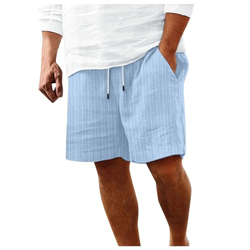 Gefomuofe Kurze Hose Herren Sommer Leinen Kurze Hosen Herren Lockere Passform Kurze Hosen Mit Taschen Loose Bermuda Shorts Herren-Shorts mit Gummizug Leicht Sommershorts Freizeithose von Gefomuofe