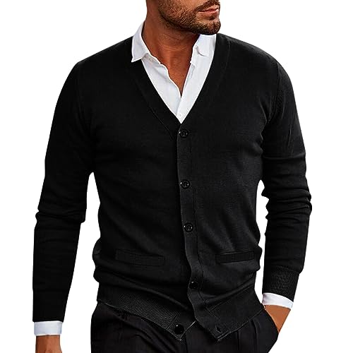 Herren Strickjacke Pullover Elegant Langarm Outwear Lang Cardigan Langarm Kragen Cardigan mit Zopfmuster Sweatjacke Mit Reißverschluss Trachtenjacke Hooded High Neck Sweater Coat Strickjacken von Gefomuofe