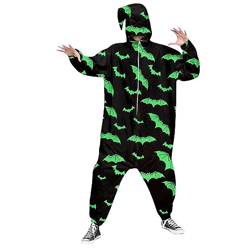 Onesie Jumpsuit Herren Pyjama Fasching Halloween Schlafanzug Trainingsanzug Slim Fit Strampler Hose Langarm Kapuze Zip Home Pyjama Party Schlafanzug Cosplay Erwachsene Karneval Einteiler von Gefomuofe