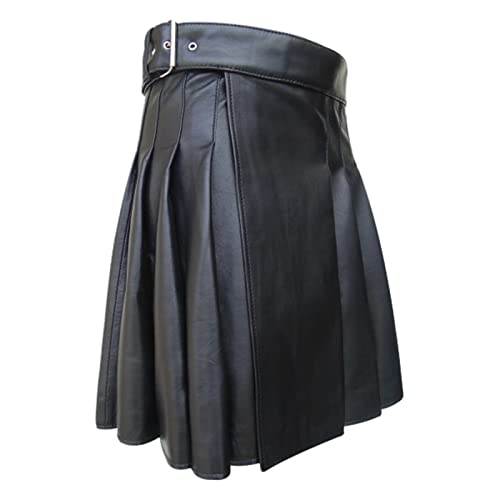 Traditioneller Lederrock Kilt Herren Mode Schottischer Rock Neue Männer Rock Utility Männlich Klassischer Retro Rock Mittelalterliche Schottland Faltenröcke Schottischer Kilt von Gefomuofe