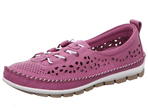 Gemini Damen Slipper Mokassin Schnürschuh sportlich Cutouts 340201-01, Größe:38 EU, Farbe:Pink von Gemini