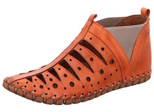 Gemini Damen Stiefelette Slip-on Stretch Ankle Boot Cutouts 031190-02, Größe:37 EU, Farbe:Orange von Gemini