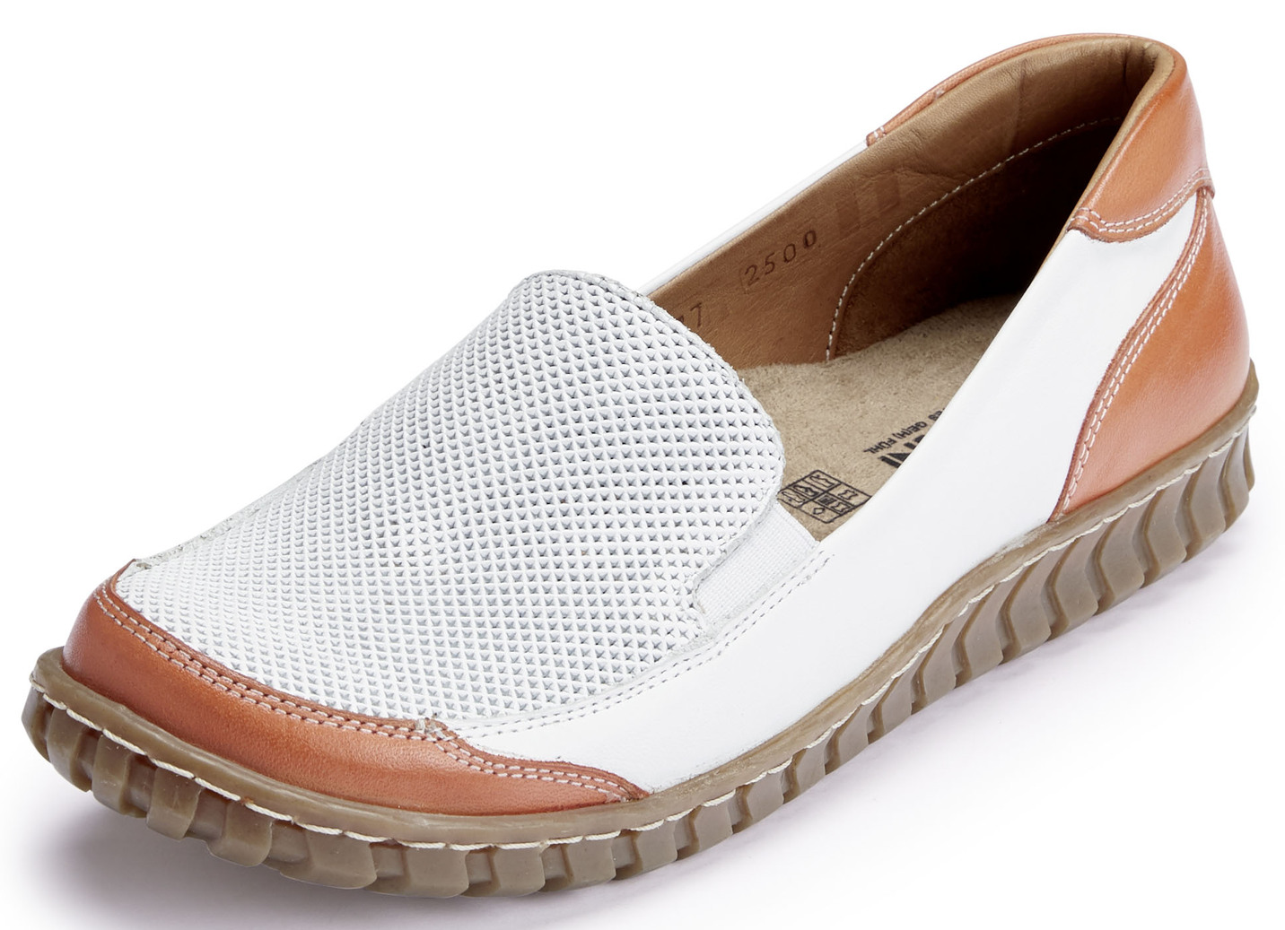 Gemini Slipper mit seitlich eingesetzten Gummizügen, Weiss-Orange, Größe 36 von Gemini