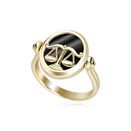 Ring mit Sternzeichen, schwarzer Onyx, wendbar, 18 Karat vergoldetes Silber, Edelstein, Onyx von Gemondo