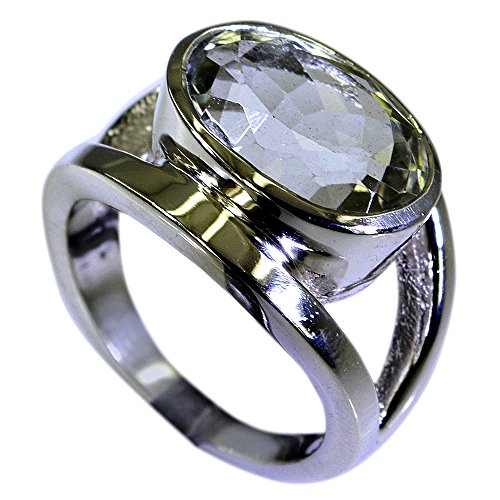 Gemsonclick Echte Grüne Amethyst Silber einzigartige Trauringe Oval Split Schaft Schmuck Geschenk Größe N von Gemsonclick