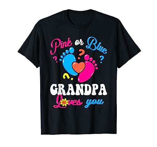 Rosa oder Blau Opa Loves You Baby Gender Reveal Party Men T-Shirt von Gender Reveal Baby Shower Announcement Gifts Store