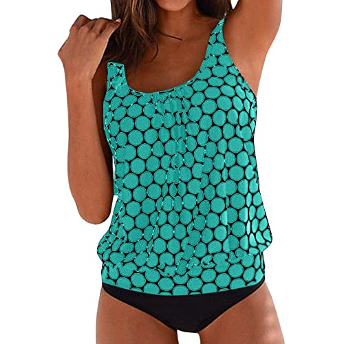 2024 Tankini Damen Bauchweg, Tankini Damen, Bauchweg Zweiteilig Badeanzug, Push up Bademoden, Plus Größe Tankini Set, Tankini Oberteil mit Badeshorts, Strand Schwimmanzug, Bikini Tank Top und Shorts von Generic