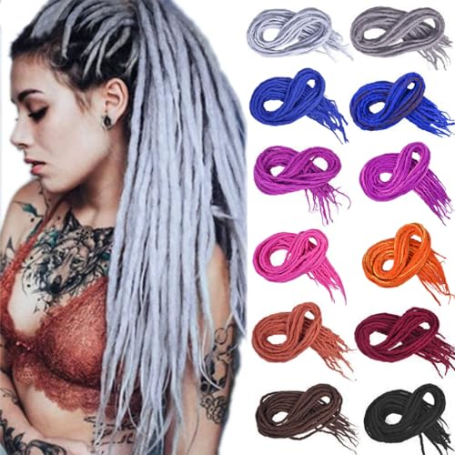 22" Double Ended Dreadlocks Erweiterungen 15 Stränge/Pack Hellgrau handgemachte Wolle Dreadlocks Hip-Hop Reggae Braid in Dreads 22" Double Ended Dreadlocks Erweiterungen 15 Stränge/Pack Hellgrau handgemachte Wolle Dreadlocks Hip-Hop Reggae Braid in Dreads von Generic