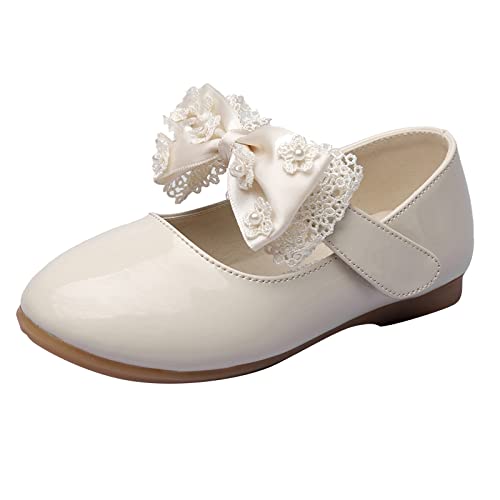 34 Mädchen Kinderschuhe Flache Schuhe Kristallschuhe mit Pailletten Bowknot Mädchen Tanzschuhe Sneaker Jungs (Beige, 28 Little Child) von Generic