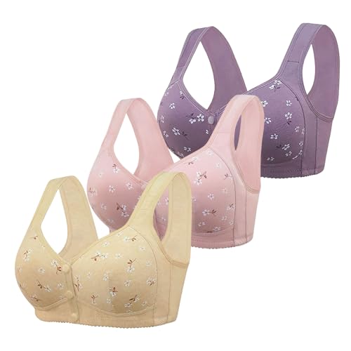3er Pack Damen BH Vorderverschluss Große Größen mit Bügel Spitze ohne polsterung BH Vorne Vershcluss Floraler Spitze T-Shirt BH Große Größen 3er Pack Damen BH Vorderverschluss Große Größen mit Bügel Spitze ohne polsterung BH Vorne Vershcluss Floraler Spitze T-Shirt BH Große Größen von Generic