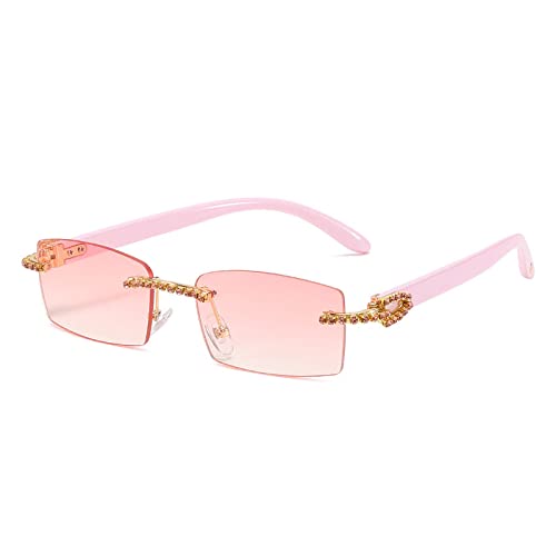 617Diamant Sonnenbrille für Frauen Kristall Rechteck Sonnenbrille UV400 weibliche Schattierungen Strass handgemachte Brillen von Generic