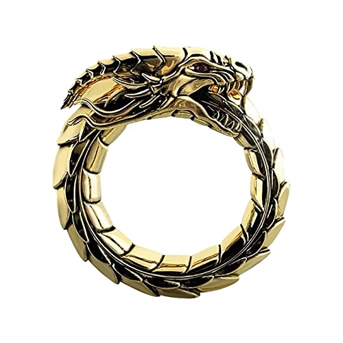 7 Rings Clean Drachenring für Männer nordischen Drachenkopf Ring Vintage Drachenring Hip Hop Biker Ring Punk Tier Drachen Schmuck für Männer Jungen (Grey, One Size) von Generic