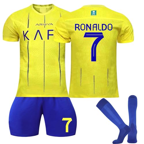 Al NASSR 23/24 Fußball Trikot, Nr.7 Hause/Auswärts Fußball Trikot für Kinder Erwachsener, Fussball Trikots Shorts und Socken Anzug Jungen Herren von Generic