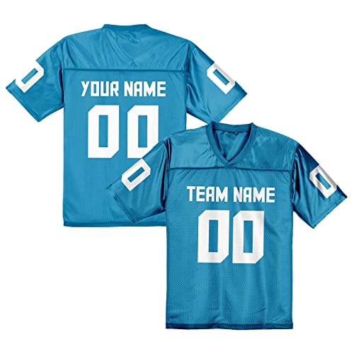 American Football Trikot Personalisierte Football Trikot Uniformen Personalisierte Teamname Nummer Shirts Hip Hop Shirts für Herren Damen Kinder Blau von Generic