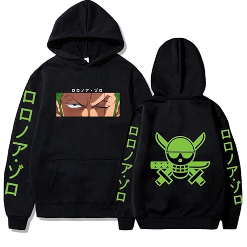 Anime One Piece Hoodie Hip-Hop Anime Roronoa Zoro Pullover Tops Lose Lange Ärmel Herbst Herren Kleidung von Generic