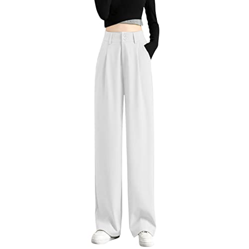 Anzughose Damen High Waist - Weite Hose Damen Business Summer Arbeitshose Freizeithose Lang Straight Leg Weites Bein Anzug Hose Hosenanzug Baggy Sommerhose Locker Lange Hosen für Frauen von Generic