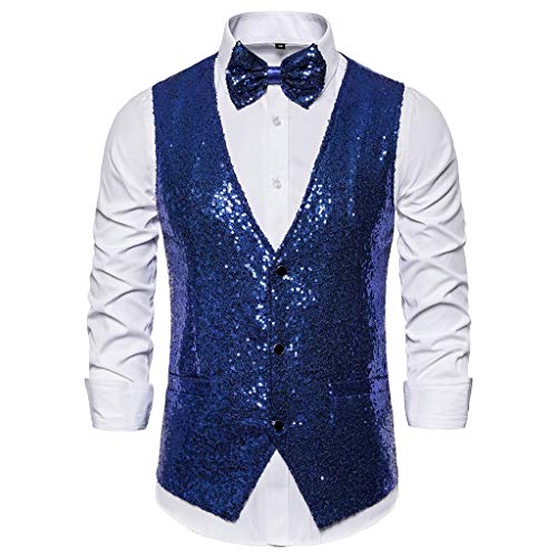 Anzugweste für Herren Glitzer Weste mit Fliege Set Ärmellos Anzugwesten V-Ausschnitt Blazer Pailletten Sakko Glänzende Herrenjacke Anzug Westen Karneval Kostüm für Hochzeit Party Glitzer Outfit Anzugweste für Herren Glitzer Weste mit Fliege Set Ärmellos Anzugwesten V-Ausschnitt Blazer Pailletten Sakko Glänzende Herrenjacke Anzug Westen Karneval Kostüm für Hochzeit Party Glitzer Outfit von Generic