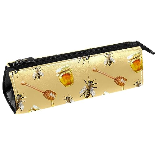 Aquarell Bienen und Honig Gläser Stift Tasche Schreibwaren Beutel Bleistift Tasche Kosmetiktasche Tasche Compact Zipper Tasche, multi, 5.5 ×6 ×20CM/2.2x2.4x7.9 in, Taschen-Organizer von Generic